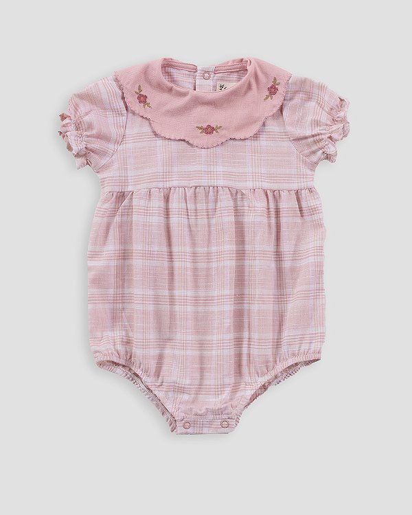 Romper jardim Xadrez rosa