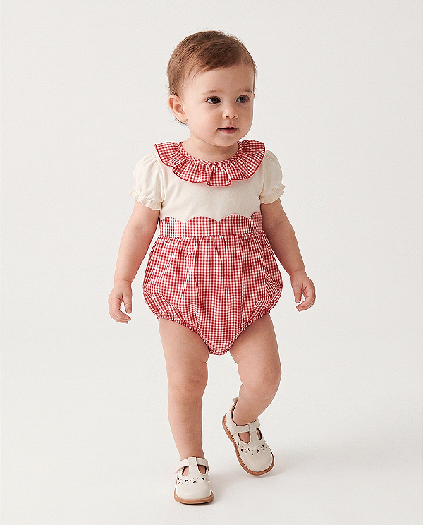 Romper solar Xadrez vermelho