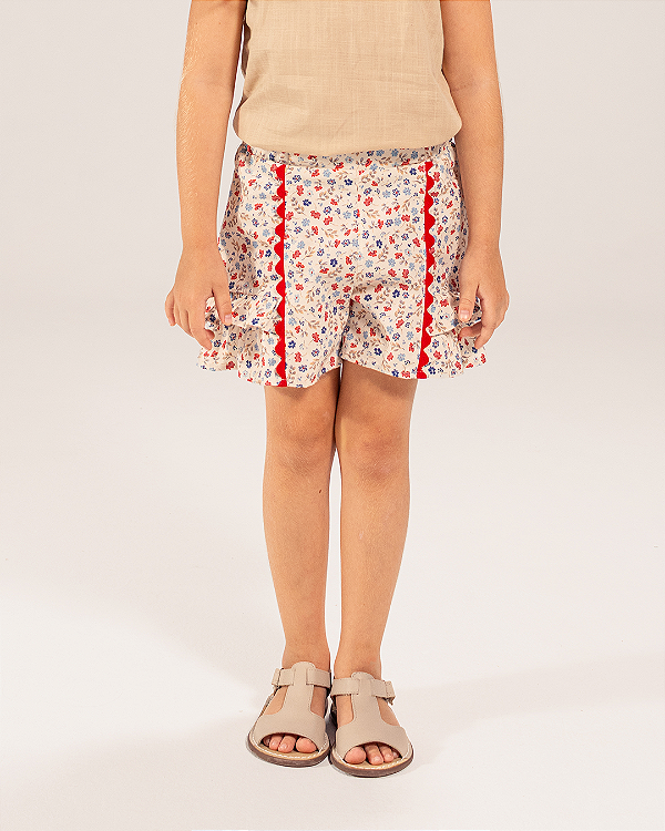 Short babados Estampa aquarelada