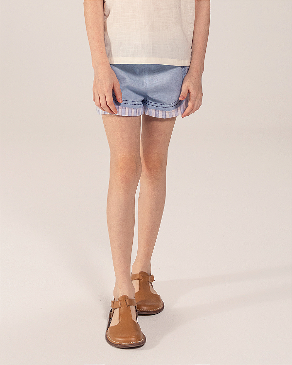 Short merendinha Azul + off-white