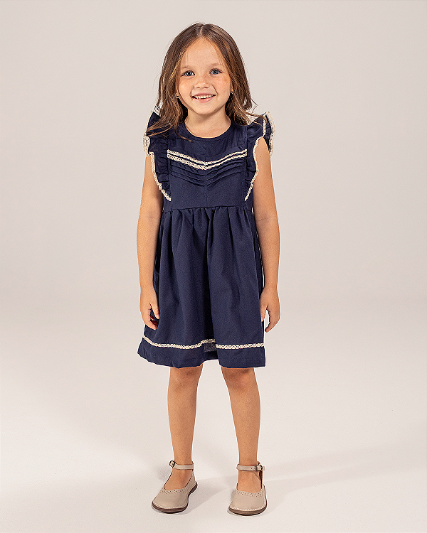 Vestido rendinha Marinho