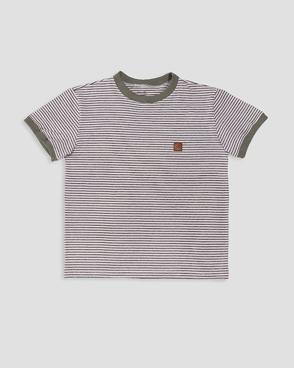 Camiseta retrô Listrado cinza