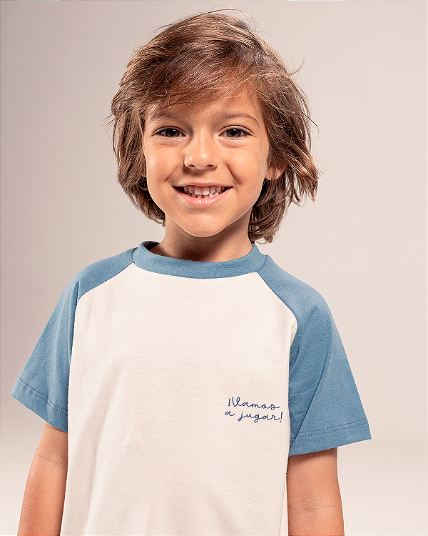 Camiseta jugar Off-white + azul