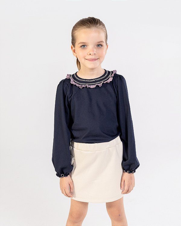 Blusa frufru Marinho