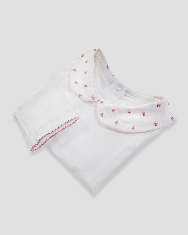 Body baby poá Off-white + rosê