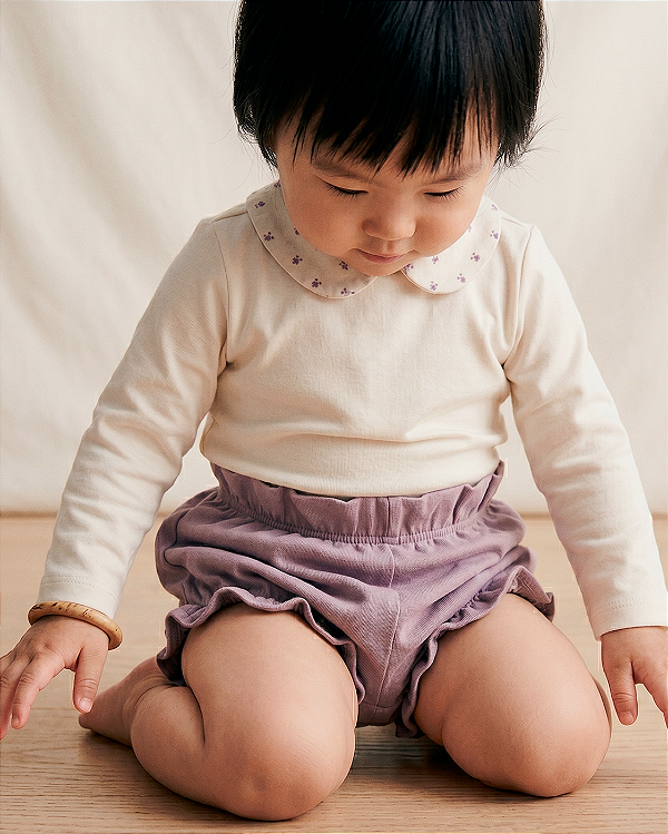 Body baby poá Off-white + lilás