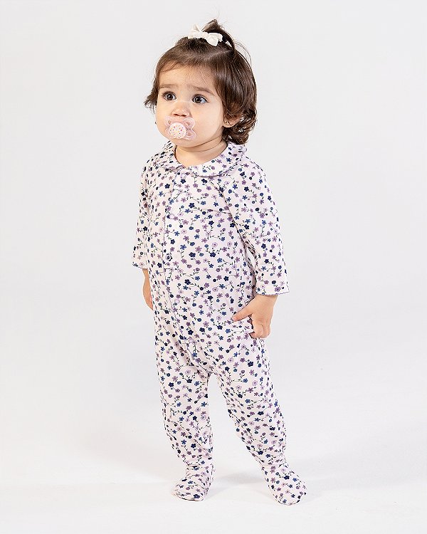 Macacão new basic estampado Estampa azaléia