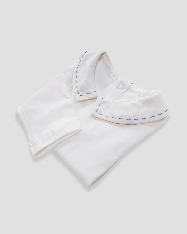 Body baby pontilhado Off-white + azul