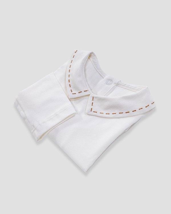 Body baby pontilhado Off-white + marrom
