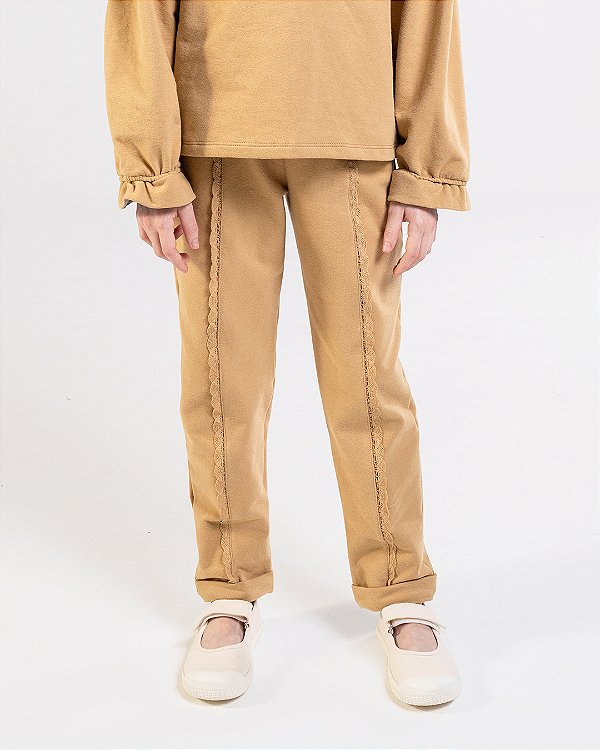 Calça babados Caramelo