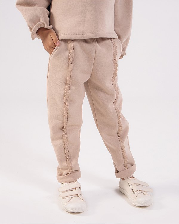 Calça babados Areia