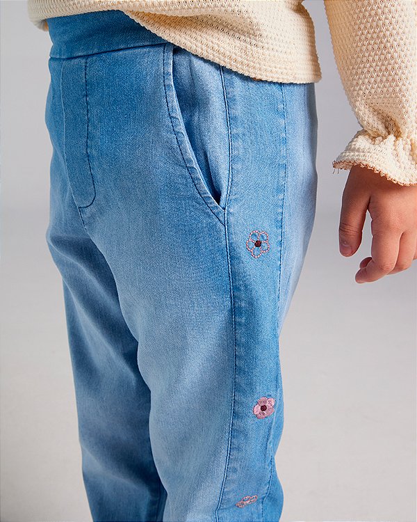 Calça jeans floral Jeans/azul