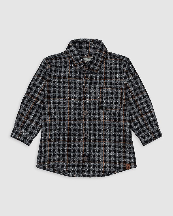 Camisa madeira Xadrez preto + mosta