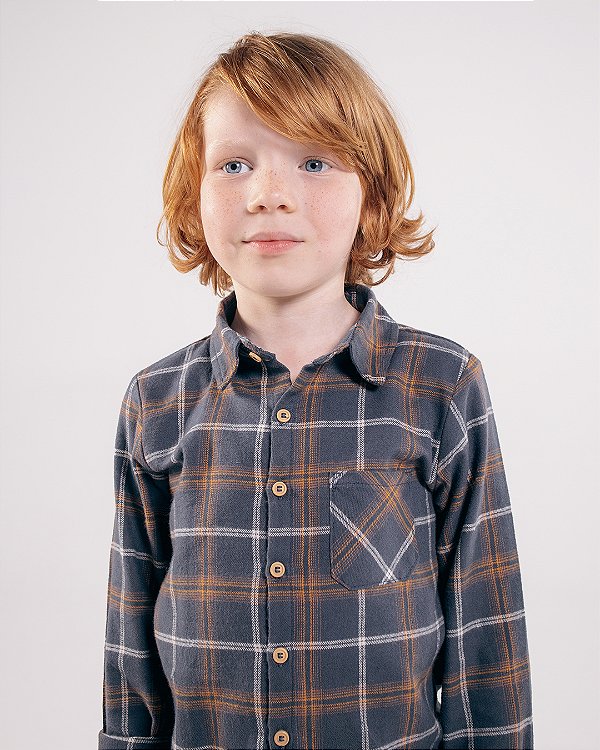 Camisa madeira Xadrez marinho