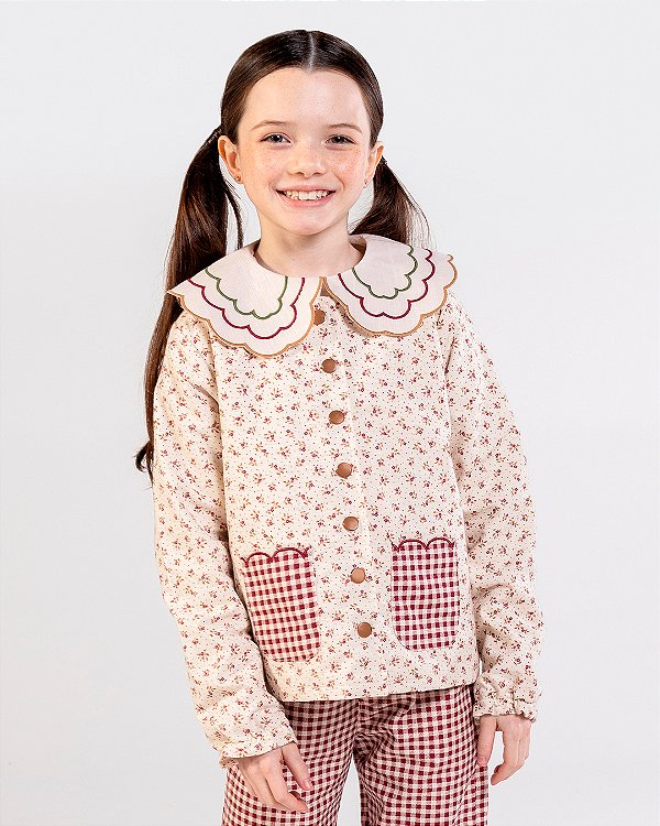 Casaco agraciar Xadrez bordô