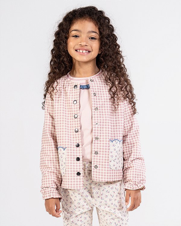 Casaco agraciar Xadrez rosa