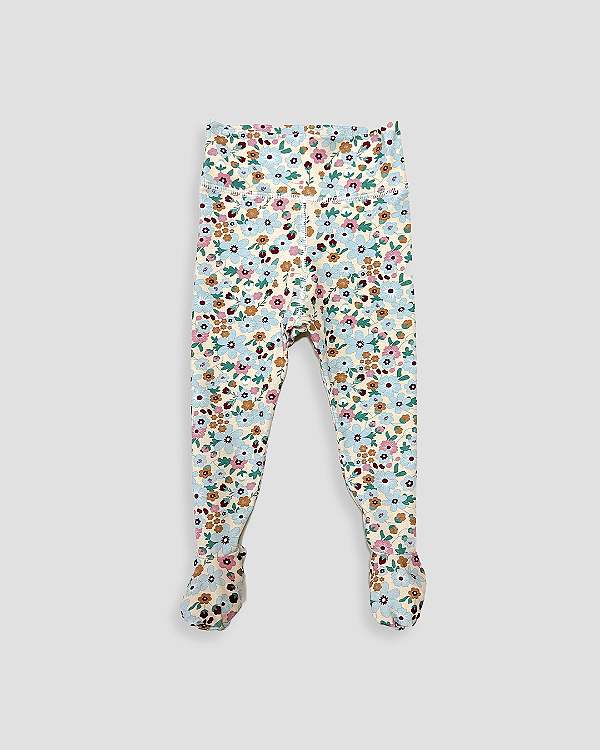 Calça comfort com pé estampada Estampa botânica