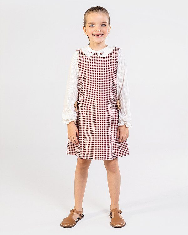 Vestido bossa Xadrez bordô