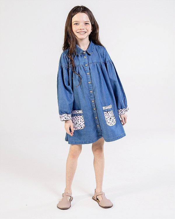 Vestido jeans floral Jeans/azul