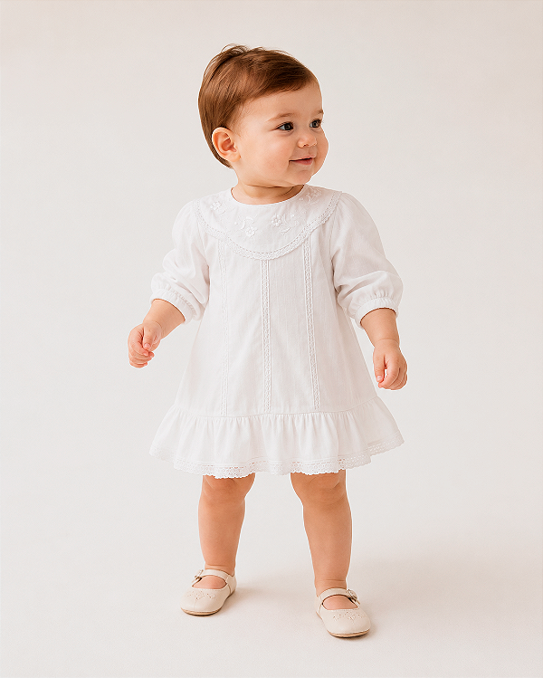 Vestido divino manga longa Branco