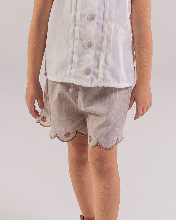 Short ponto cruz Marrom