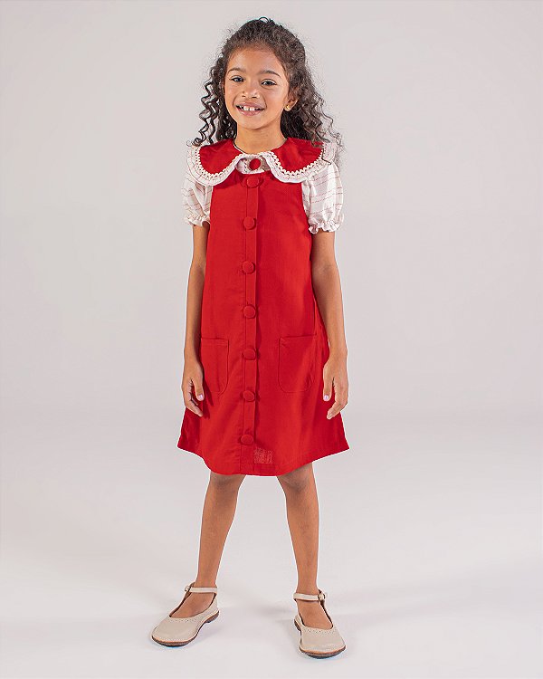 Vestido botões Vermelho