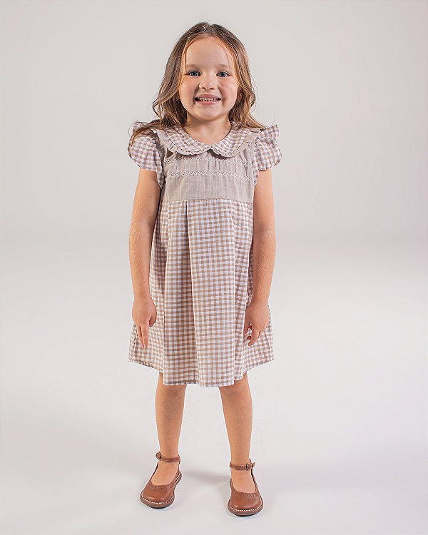 Vestido vichy Marrom