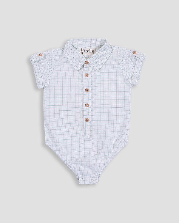 Body camisa manga curta Xadrez verde