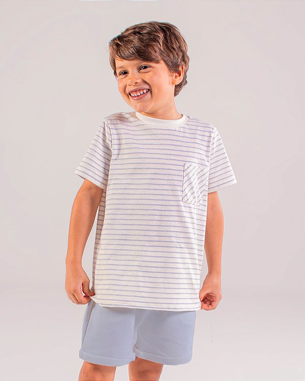 Camiseta listrinhas Azul