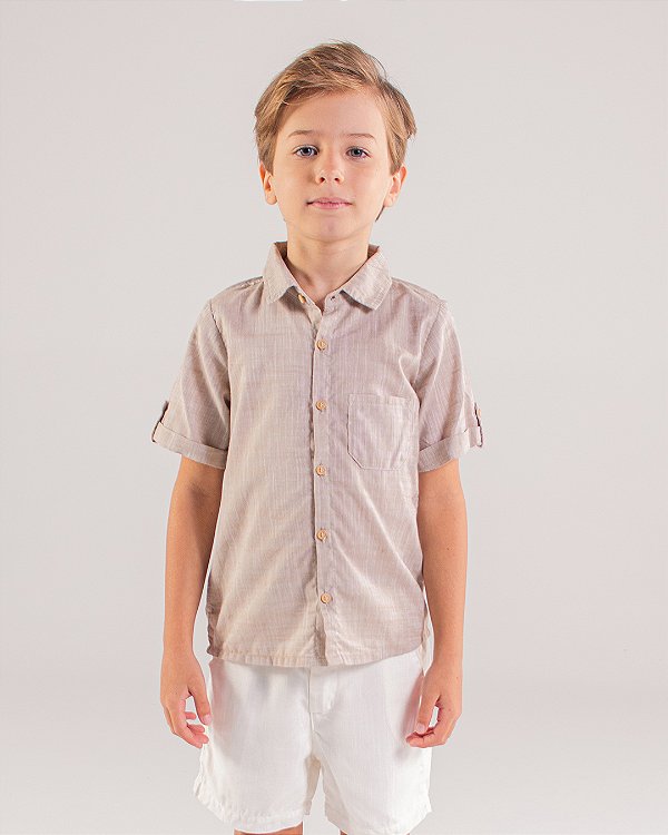 Camisa madeira manga curta Marrom