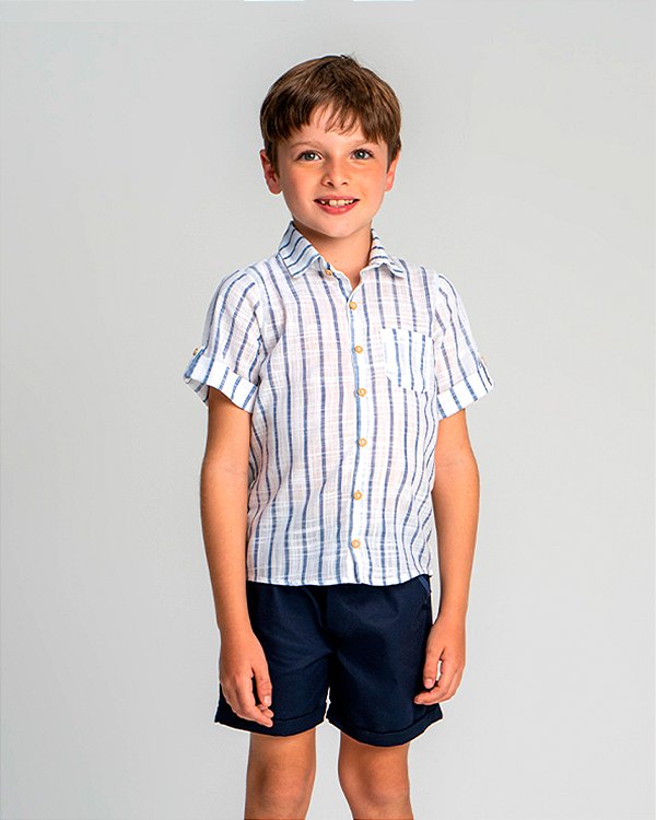 Camisa madeira manga curta Listra marinho