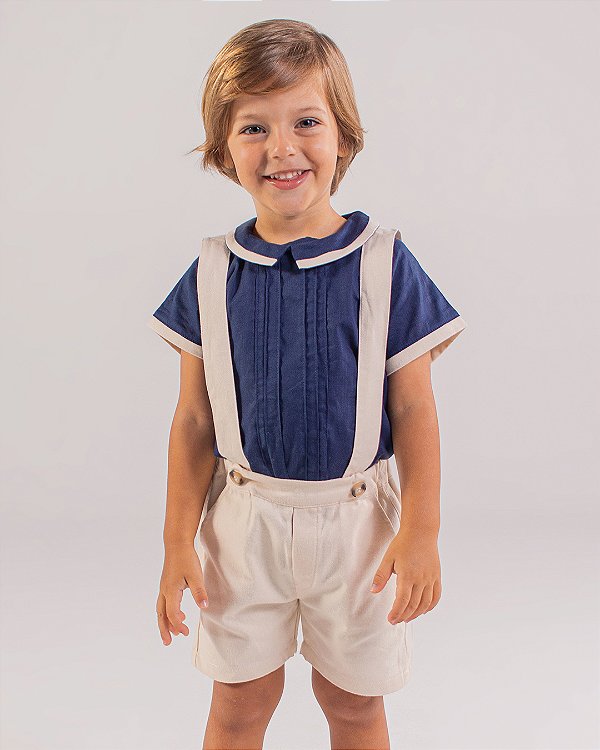 Bermuda suspensório orvalho Bege