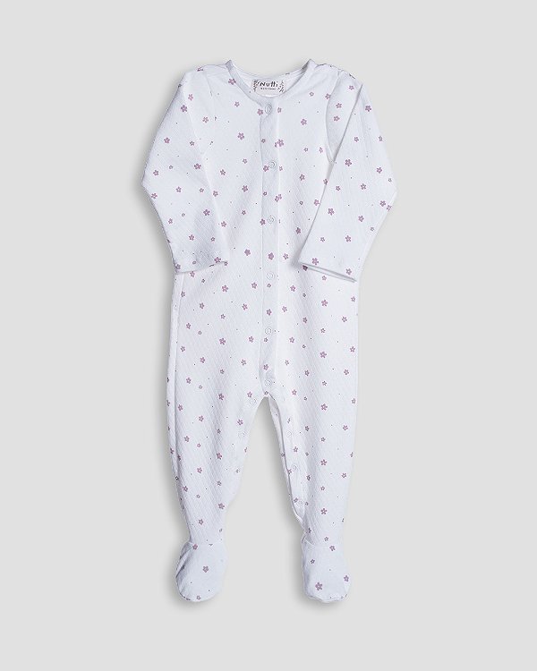 Macacão basic com pé Florzinhas caramelo