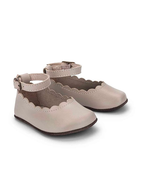 Sapato boneca couro Areia