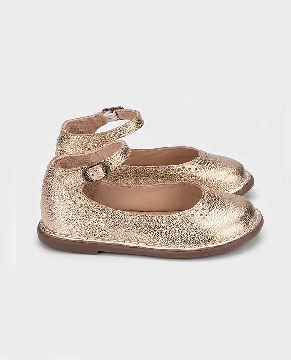 Sapato Patinete couro Dourado