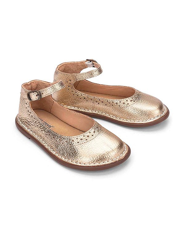 Sapato Patinete couro Dourado