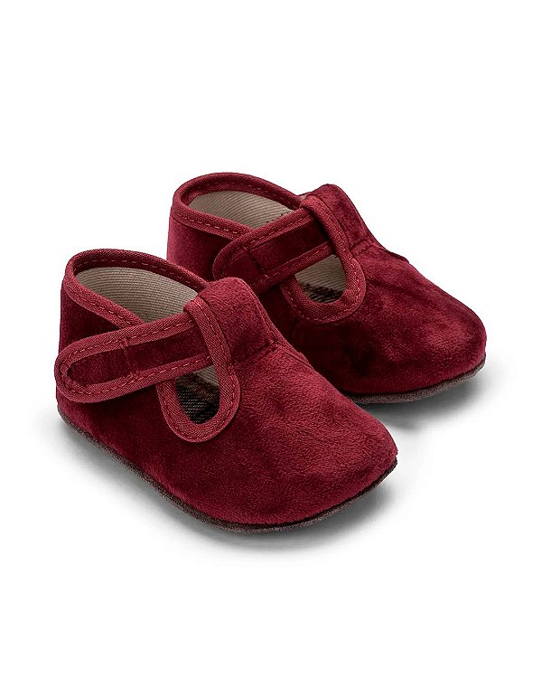 Sapato Chocalho couro Veludo cherry