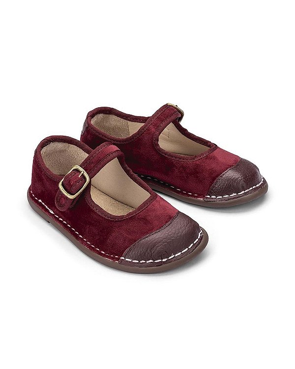 Sapato espadrille couro veludo Veludo cherry