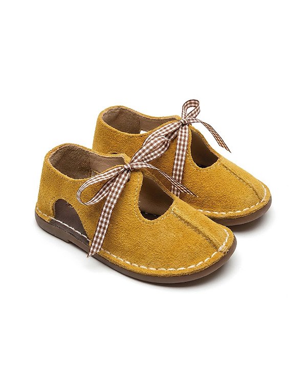 Sapato bpc tabuleiro couro Mostarda