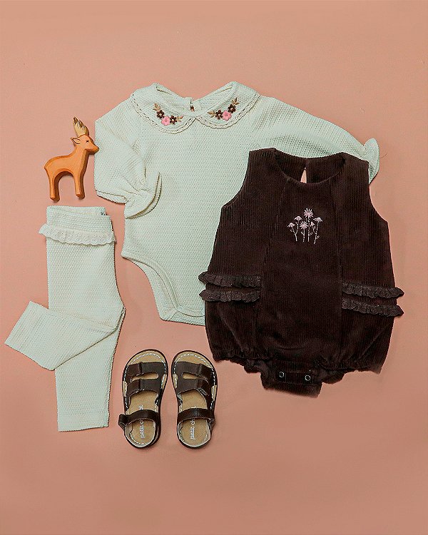 Romper babado Marrom
