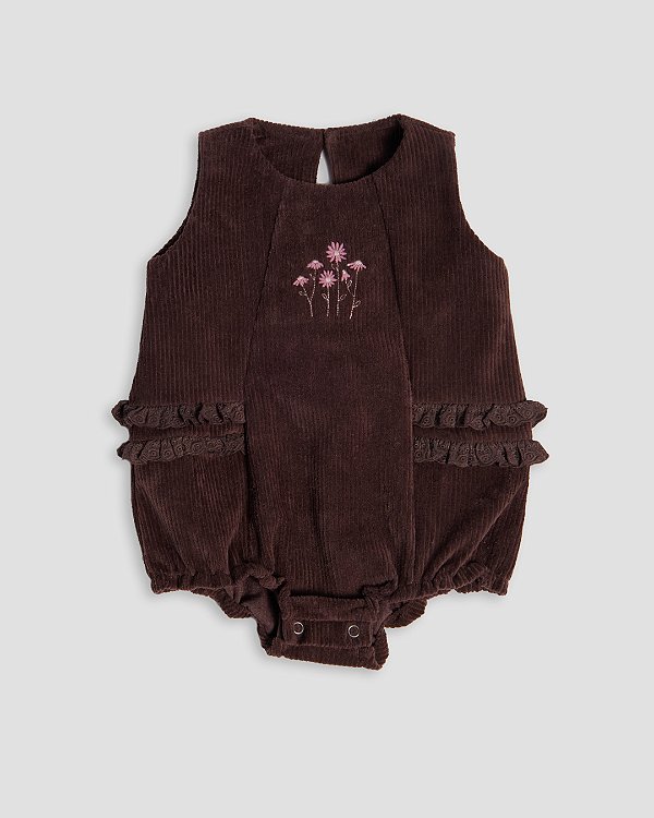 Romper babado Marrom