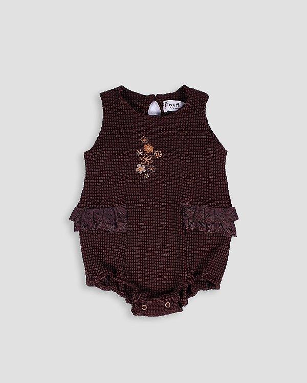 Romper babado Marrom