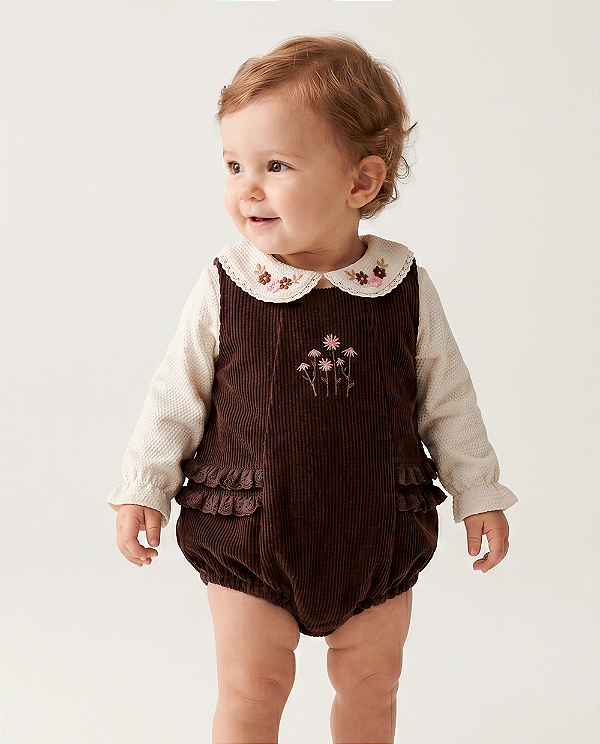 Romper babado Marrom