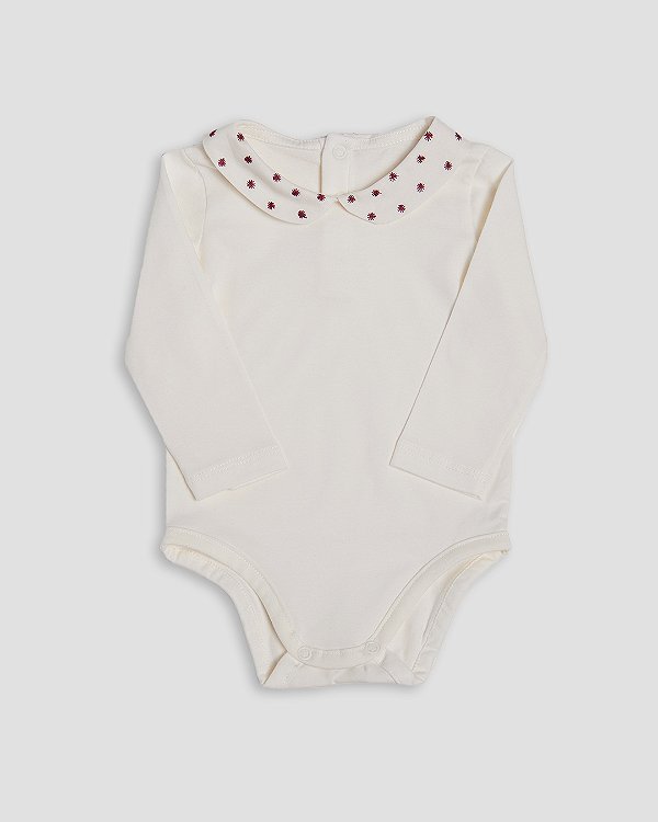 Body baby poá Off white + bordô