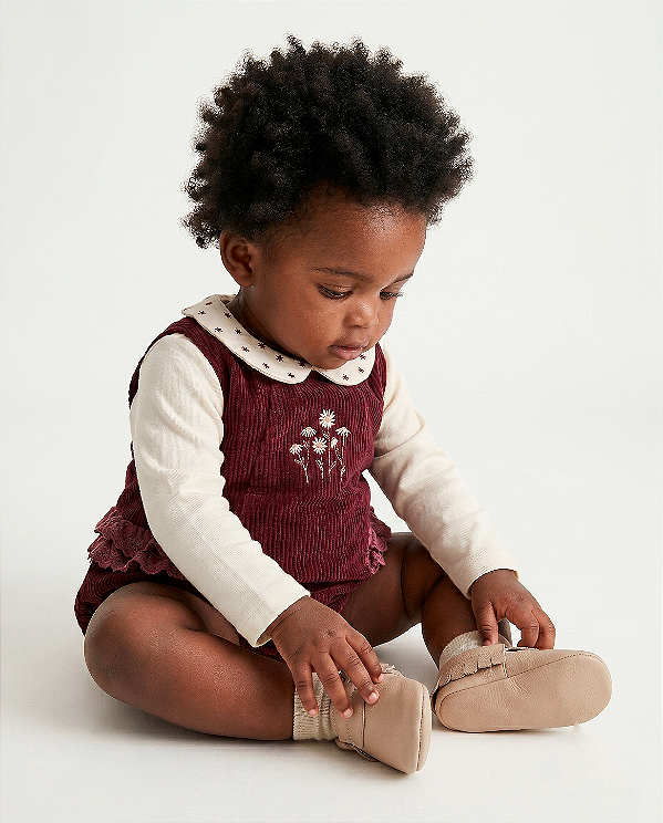 Body baby poá Off white + bordô