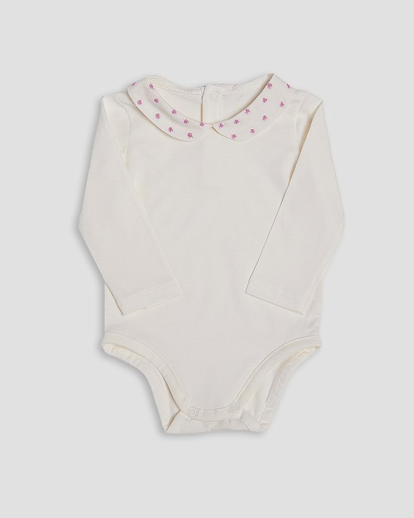Body baby poá Off-white + rosa