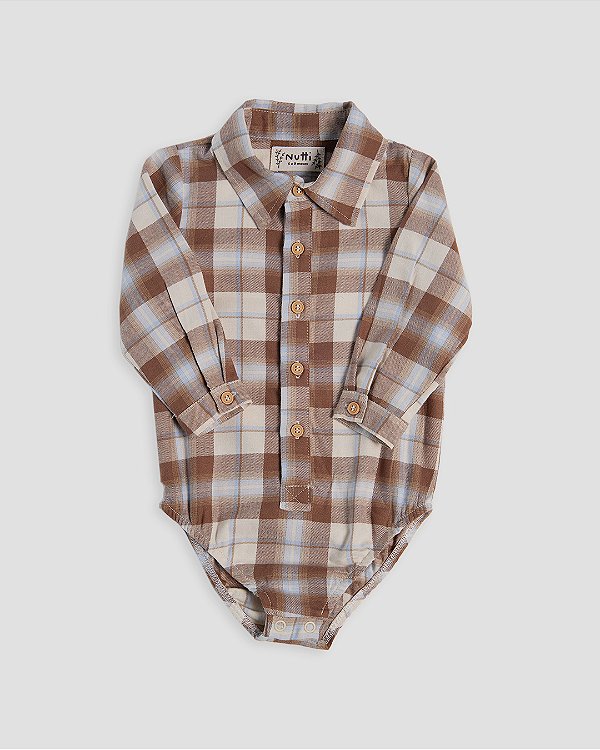 Body camisa Xadrez azul com natu