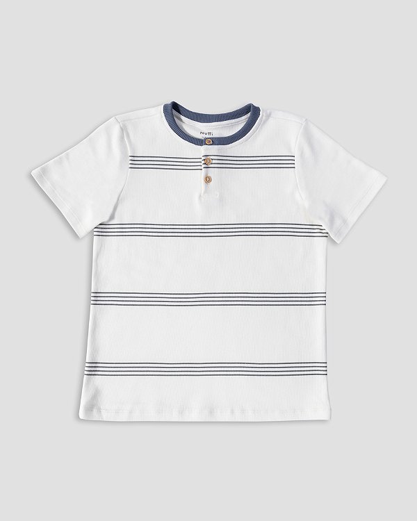 Camiseta folha Listras azul