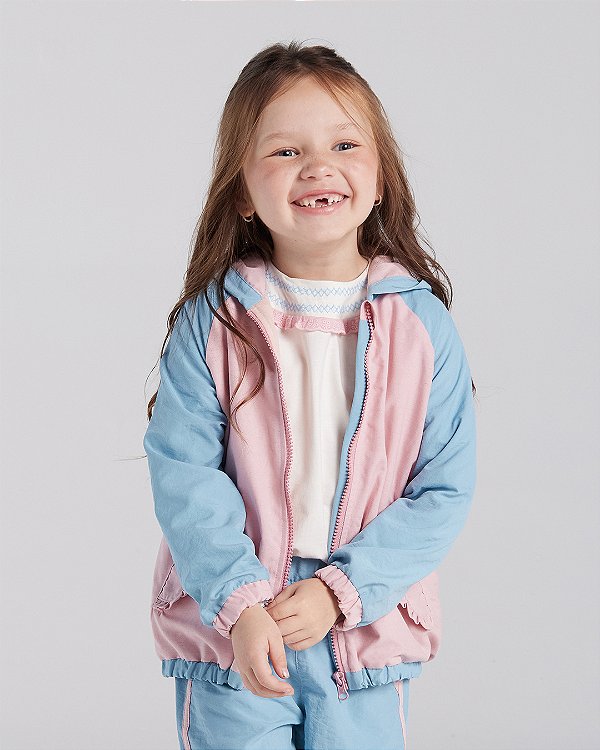 Jaqueta brisa do inverno Azul + rosê