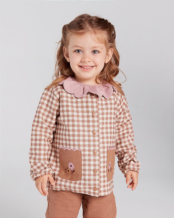 Casaco agraciar Xadrez marrom